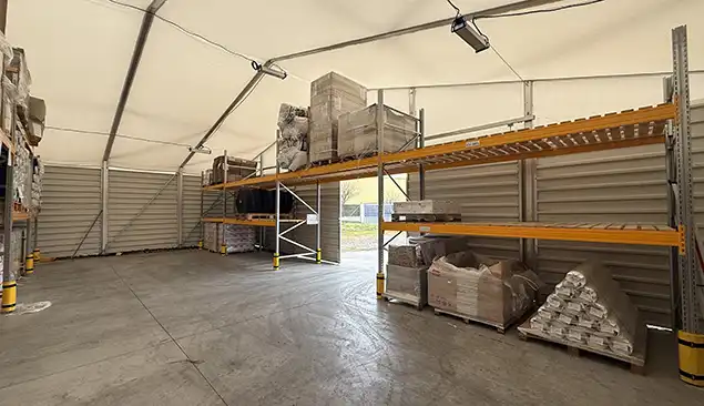 Carpa Industrial para almacenaje interior frontal Carpas industriales para almacenaje